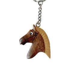 JA Horse - Holz Schlüsselanhänger Pferd Pferdchen Pony Reiten Tier handgemacht (Kleiner brauner Pferdekopf) von N A