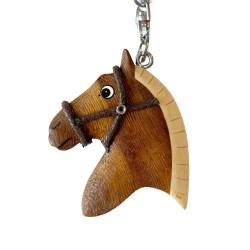 JA Horse - Holz Schlüsselanhänger Pferd Pferdchen Pony Reiten Tier handgemacht (großer brauner Pferdekopf) von N A