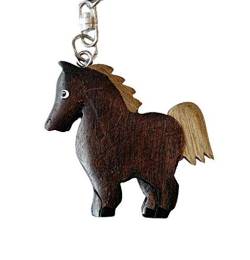 JA Horse - Holz Schlüsselanhänger Pferd Pferdchen Pony Reiten Tier handgemacht (schwarz Pferd) von N A