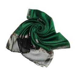 Seidenschal Elegant Weiche Wraps Glitzer Schals für Damen, Grün mit Perle von N-A