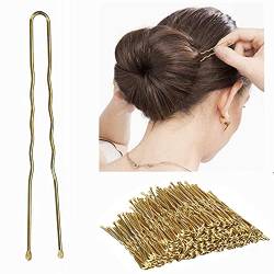 U-förmige Haarnadeln, 100 Stück Metallblond Bobby Hair Styling Pins, Haarschmuck Friseursalon für Frauen Mädchen (Golden) von N-D