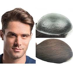 Echthaar Toupet für Männer, 0.04mm V-Loop PU transparentes dünnes Hauttoupet für Männer N.L.W. Europäische Echthaarteile für Männer Haarersatz, Haarteil Ersatz Männer Perücken 10 x 8" (#4) von N.L.W.