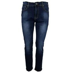 N+1 Herren Jeans Slim Fit elastisch 5 Taschen gewaschen 46 48 50 52 54 56, Slim Fit, Blau 52 von N