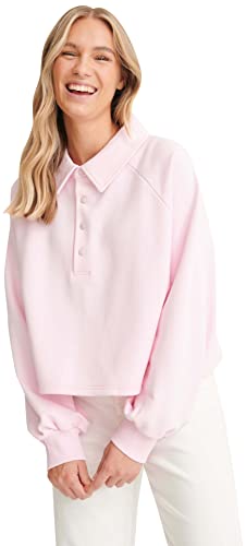 NA-KD Damen Buttoned Collar Sweater Polo-Pullover, Hellrosa, XXS von NA-KD