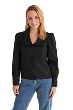 NA-KD Damen Collar Detail Shirt Hemd, Schwarz, 46 EU von NA-KD