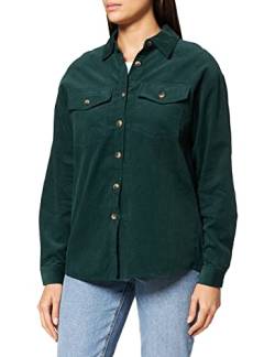 NA-KD Damen Corduroy Shirt Hemd mit Button-Down-Kragen, grün, 32 EU von NA-KD