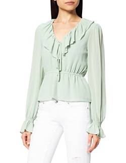 NA-KD Damen Frill V-Neck Chiffon Blouse Bluse, lichtgrün, 40 EU von NA-KD