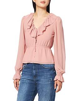 NA-KD Damen Frill V-Neck Chiffon Blouse Bluse, rosa-Dusty pink, 42 EU von NA-KD