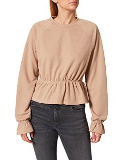 NA-KD Damen Jersey-Top mit Volants Bluse, beige, L von NA-KD