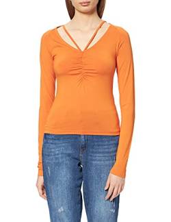 NA-KD Damen Oberteil mit Halsausschnitt Hemd, Orange, XL von NA-KD
