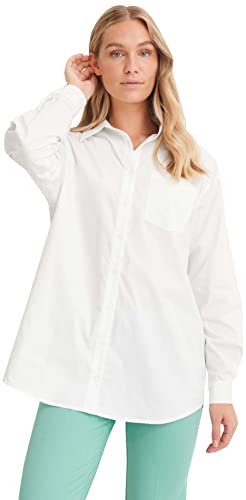 NA-KD Damen Oversized Basic Shirt Hemd, weiß, 44 von NA-KD