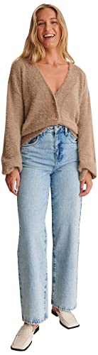 NA-KD Damen Oversized Strickcardigan Strickjacke, Dunkelbeige, XS von NA-KD