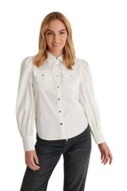 NA-KD Damen Puff Sleeve Shirt Hemd, weiß, 38 EU von NA-KD