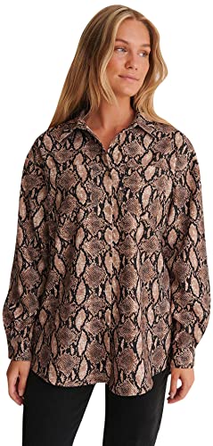 NA-KD Damen Snake Shirt Hemd mit Button-Down-Kragen, Schlange, 36 von NA-KD