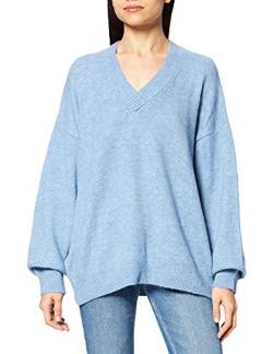 NA-KD Damen Strickpullover mit V-Ausschnitt Pullover, blau, 2XS von NA-KD