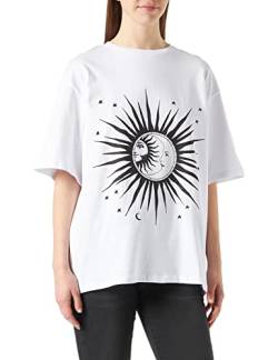 NA-KD Damen Sun and Moon Tee T-Shirt, weiß, XL von NA-KD