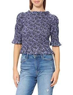 NA-KD Damen high Neck Smocked Blouse Bluse, Violette Blume, 36 EU von NA-KD