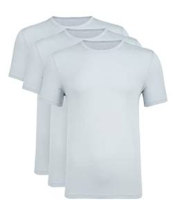 NACHILA Herren Bambus Rayon Unterhemden 3er-Pack Weich Bequem T-Shirts Atmungsaktiv Kurzarm T-Shirts S-XL, Rundhalsausschnitt: hellgrau/hellgrau/hellgrau, XL von NACHILA