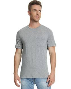 NACHILA Herren Rundhals T-Shirt Kurzarm Bambus Jersey Knit Tee mit Tasche S-4X Large - Grau - XX-Large von NACHILA