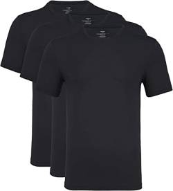 NACHILA Herren-T-Shirts, Rundhalsausschnitt, kurze Ärmel, Bambus-Viskose, 3er-Pack - Schwarz - Groß von NACHILA