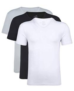 NACHILA Herren Unterhemden, 3er-Pack, bequem, weich, V-Ausschnitt, T-Shirt aus Jersey - mehrfarbig - Mittel von NACHILA