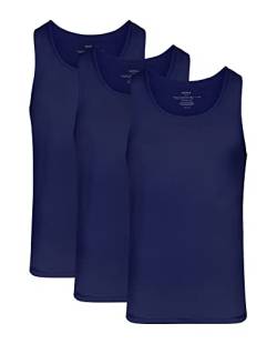 NACHILA Herren-Unterhemden aus Bambus-Viskose, weich, Rundhalsausschnitt, 3er-Pack, S-XL, Marineblau/Marineblau/Marineblau, XL von NACHILA