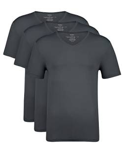 NACHILA T-Shirts für Herren, Viskose aus Bambus, 3er-Pack, kurzärmelig, Unterhemden, Rundhalsausschnitt, bequemes T-Shirt, B-Charcoal/Charcoal/Charcoal, Mittel von NACHILA