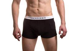 NACKEDEIER 3er Pack Herren Boxershorts KONDOMTASCHE (Nachtschwarz, L) von NACKEDEIER