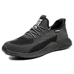 NACKINg Sicherheitsschuhe Herren S3 Arbeitsschuhe Damen Leicht Sportlich Atmungsaktiv Schutzschuhe Stahlkappe Sneaker，Schwarz，42EU，（260） von NACKINg