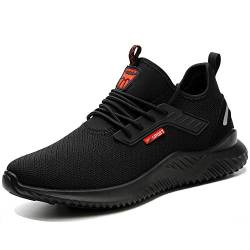 NACKINg Sicherheitsschuhe Herren S3 Arbeitsschuhe Damen Leicht Sportlich Atmungsaktiv Schutzschuhe Stahlkappe Sneaker，Schwarz-b，47EU，（285） von NACKINg