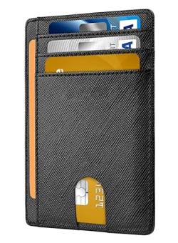 NAERSI® Slim Wallet für Herren | RFID Blocking Minimalist Kreditkartenetui - Dünne Kartenetui mit kleinem Geldfach für Herren, Schwarz 3, 11.4*8*0.9cm, Modern von NAERSI