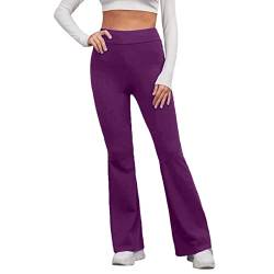 NAFING Damen Thermo Bootcut Yogahose Push Up Long Sports Trousers High Waist Yogahose Booucut Schlaghose Damen Weites Bein Taschen Bauchweg Sportleggins Freizeit Jazzpants Yoga Pants von NAFING