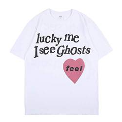 Lucky me I See Ghosts Crew Neck T-Shirt, Weiß, XL von NAGRI