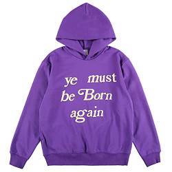 NAGRI Ye Must Be Born Again Hoodie Kapuzenpullover Pullover Hooded Hoody,Violett,M von NAGRI