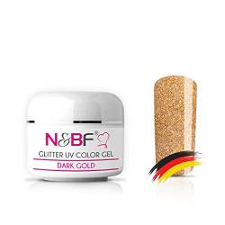 N&BF Glitter Gel 5ml mittelviskos | Glittergel Gold/Dark | Made in Germany | Glitzer UV LED Farbgel Golden | Nagelgel säurefrei selbstglättend von NAILS FACTORY