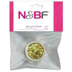 N&BF Nail Art Pailetten klein/fein | Light Gold | Glitzer Pulver für Gel und Acryl Modellagen | Glitter Staub zum Einstreuen | Nageldesign Glimmer Pailletten Puder von NAILS FACTORY