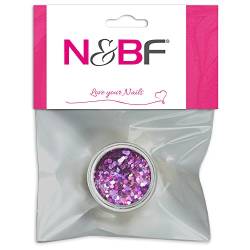 N&BF Nail Art Pailetten mittelgroß | Light Purple (Lila) | Glitzer Pulver für Gel und Acryl Modellagen | Glitter Staub zum Einstreuen | Nageldesign Glimmer Pailletten Puder von NAILS FACTORY