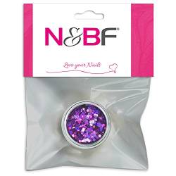 N&BF Nail Art Pailetten mittelgroß | Purple (Lila) | Glitzer Pulver für Gel und Acryl Modellagen | Glitter Staub zum Einstreuen | Nageldesign Glimmer Pailletten Puder von NAILS FACTORY