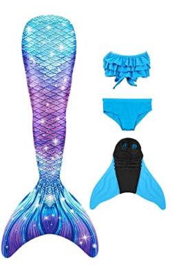 NAITOKE Mädchen Meerjungfrauenschwanz mit Bikini Mermaid Tail zum Schwimmen mit Meerjungfrau Flosse,NAGCH,130 von NAITOKE