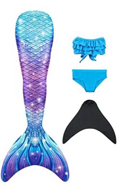 NAITOKE Meerjungfrauenflosse Mädchen mit Monoflosse Mermaid Tail Badeanzug zum Schwimmen,PLMAB,150 von NAITOKE