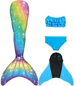 NAITOKE Meerjungfrauenflosse Mädchen mit Monoflosse Mermaid Tail Badeanzug zum Schwimmen,PLMK,130 von NAITOKE