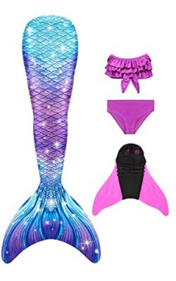 NAITOKE Meerjungfrauenflosse Mädchen mit Monoflosse Mermaid Tail Badeanzug zum Schwimmen,PLMM,150 von NAITOKE