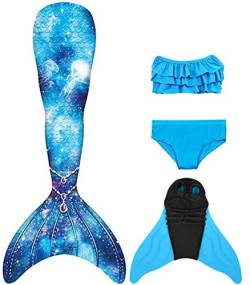 NAITOKE Meerjungfrauenflosse Mädchen mit Monoflosse Mermaid Tail Badeanzug zum Schwimmen,PLMO,140 von NAITOKE