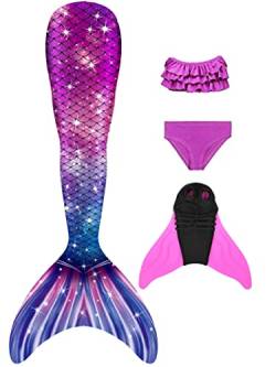NAITOKE Meerjungfrauenflosse Mädchen mit Monoflosse Mermaid Tail Badeanzug zum Schwimmen,PLMT,130 von NAITOKE