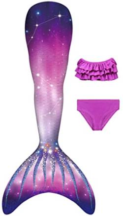 NAITOKE Meerjungfrauenschwanz mit Bikini für Mädchen,3pc，ohne Monoflosse,CLTYP,110 von NAITOKE
