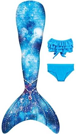 NAITOKE Meerjungfrauenschwanz mit Bikini für Mädchen,3pc，ohne Monoflosse,HHDR,110 von NAITOKE