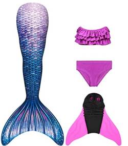 NAITOKE Meerjungfrauenschwanz mit Flosse für Mädchen Meerjungfrau mit Mermaid Tail Badeanzug,CYGCL,150 von NAITOKE