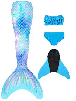 NAITOKE Meerjungfrauenschwanz mit Flosse für Mädchen Meerjungfrau mit Mermaid Tail Badeanzug,CYGCX,130 von NAITOKE