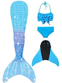 NAITOKE Meerjungfrauenschwanz mit Flosse für Mädchen Meerjungfrau mit Mermaid Tail Badeanzug,MBHDH,120 von NAITOKE