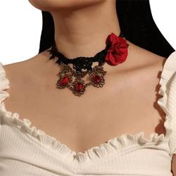 NAIXUE Spitzen-Halsband Goth-Halskette Anhänger-Halsband Frauen Blumen-Halsband Gothic-Halsband Rosen-Halsband Goth-Halskette Goth-Halsband-Halskette für Frauen sexy von NAIXUE